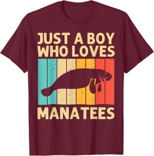 Cool Manatee For Boys Kids Sea Cow Save The Manatees Ocean T-Shirt - T-Shirt | Maroon