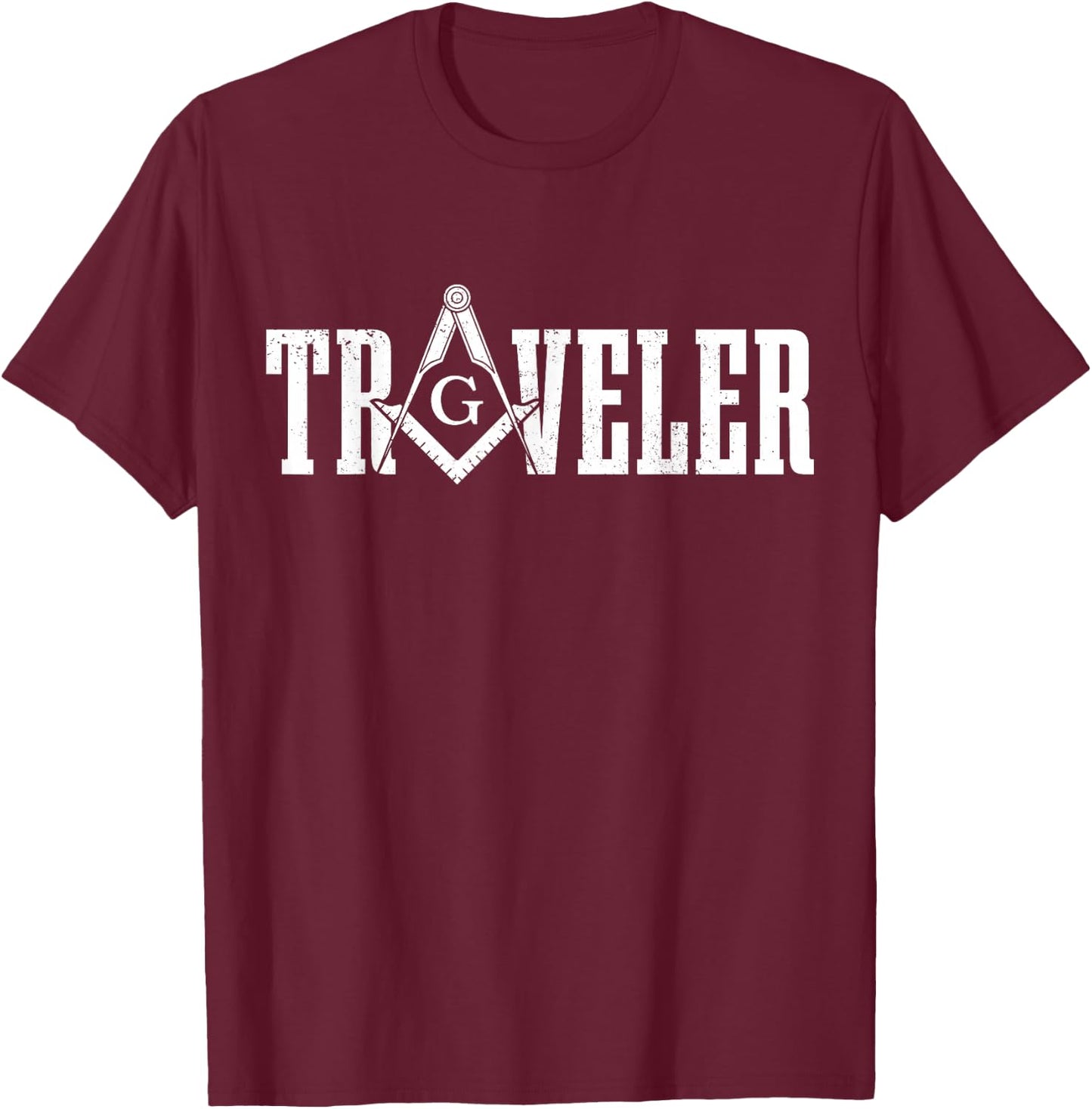 Mason Traveler Masonic Square and Compass T-Shirt - T-Shirt | Maroon