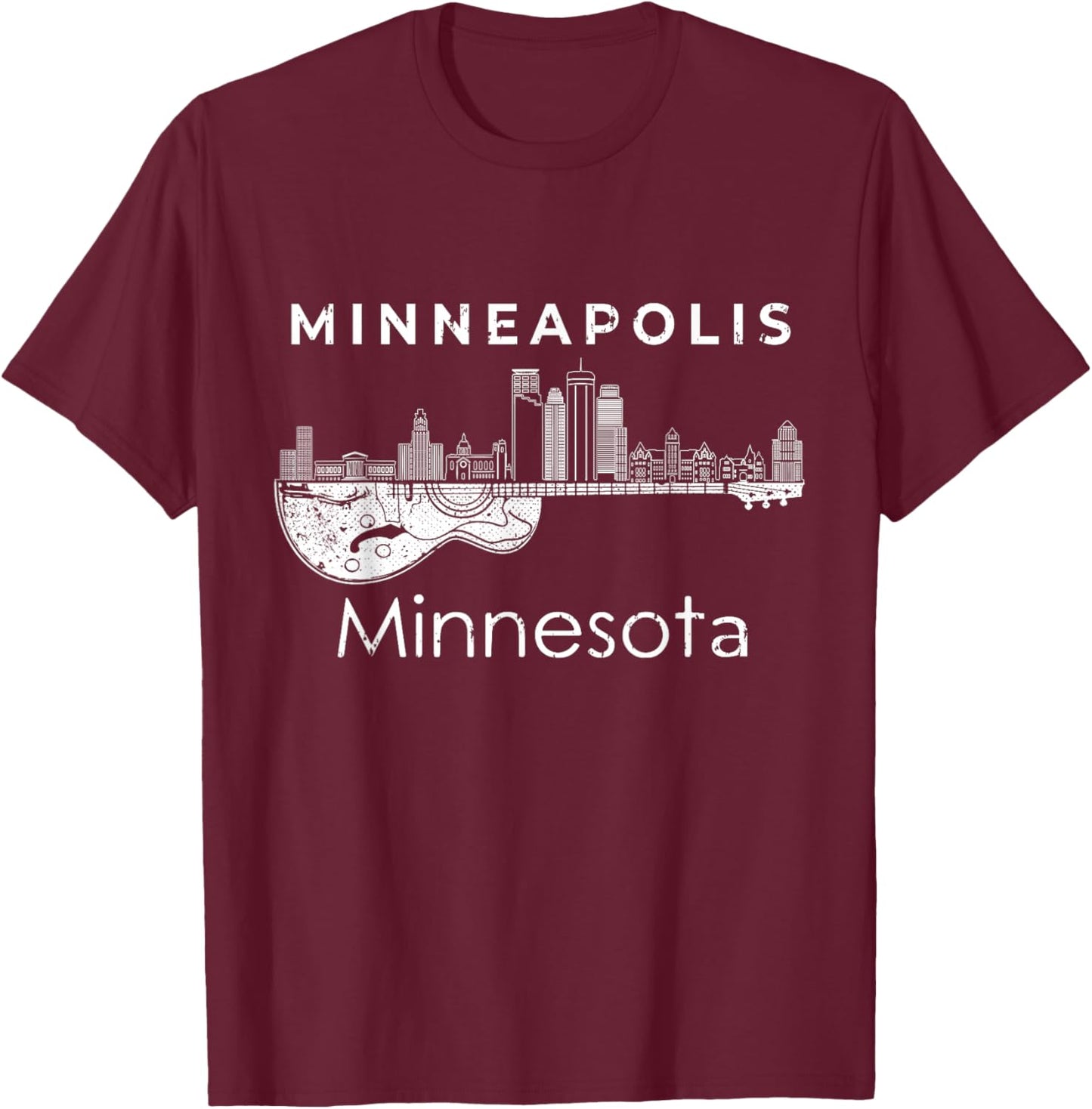 Minneapolis Souvenir Men Minnesota Music Electric Guita T-Shirt - T-Shirt | Maroon