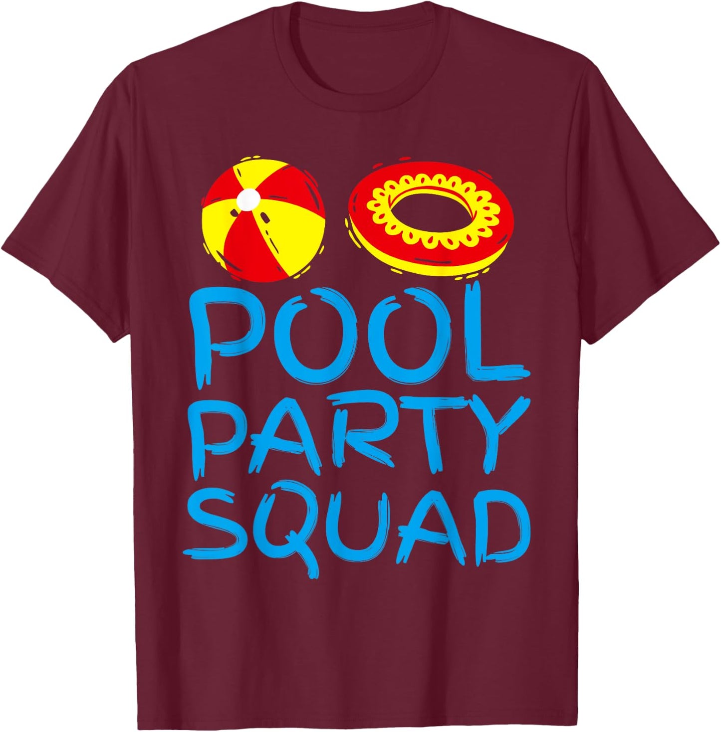 Funny Pool Party Squad Birthday Summer Family Swimming Kids T-Shirt - T-Shirt | Maroon
