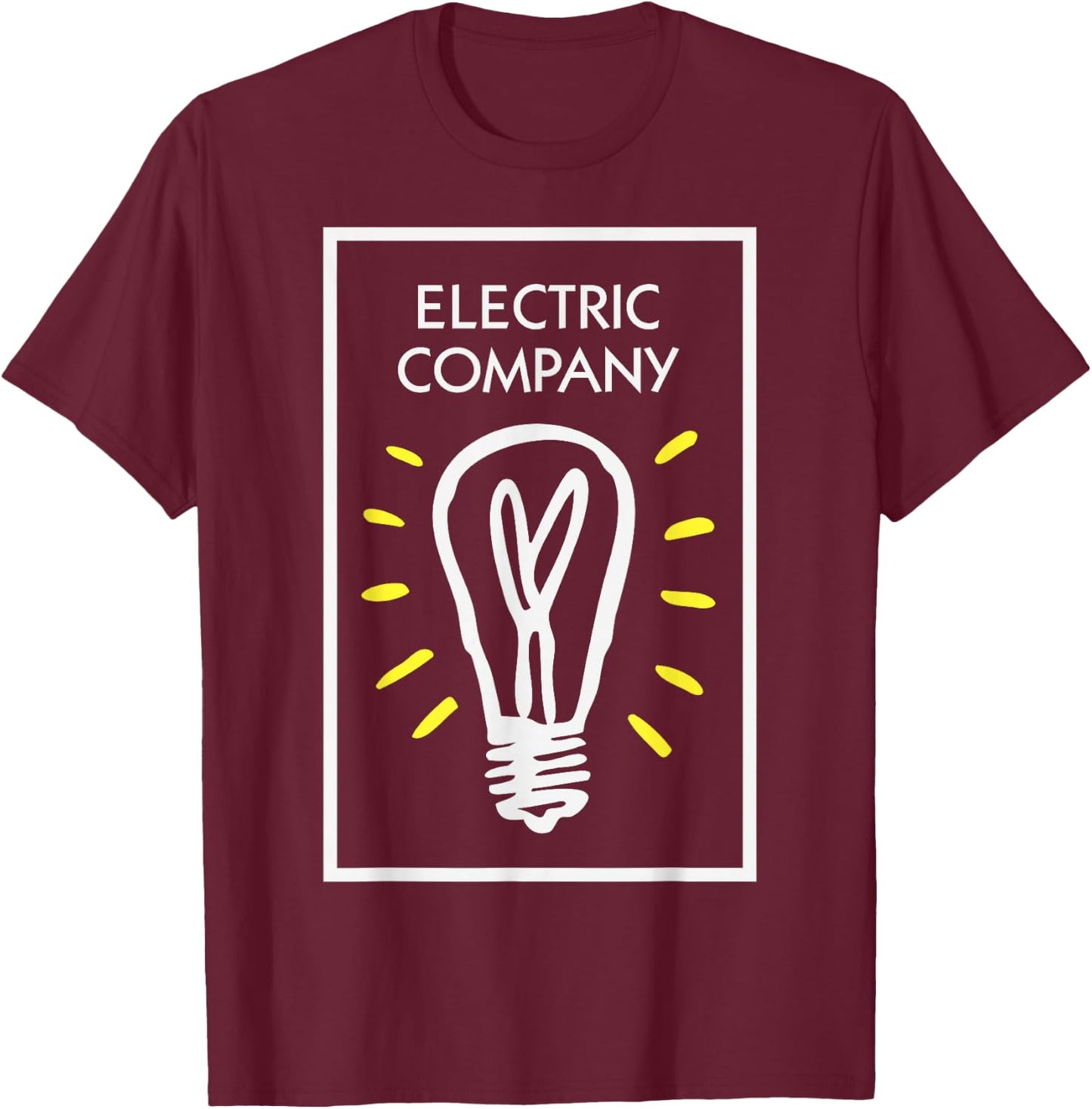 Monopoly Electric Company Icon Boxed Up Logo T-Shirt - T-Shirt | Maroon