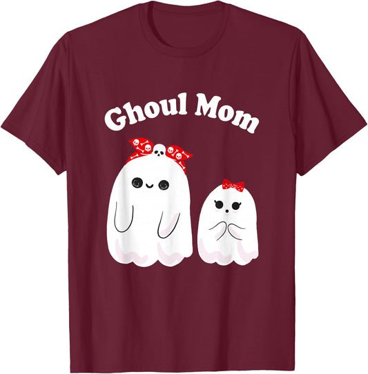 Ghoul Mom, Mother Ghost, Mama Funny Woman Halloween Costume T-Shirt - T-Shirt | Maroon