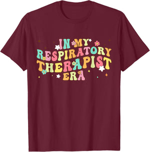Retro In My Respiratory Therapist Era Pulmonologist RT Nurse T-Shirt - T-Shirt | Maroon