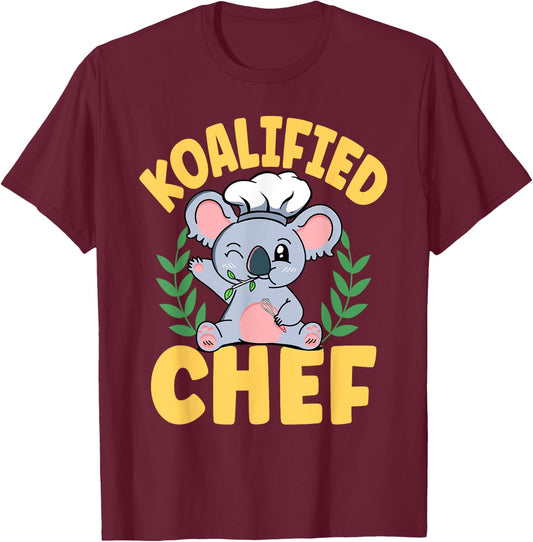 Cute Australian Animal Koala Bears Koalified Chef T-Shirt - T-Shirt | Maroon