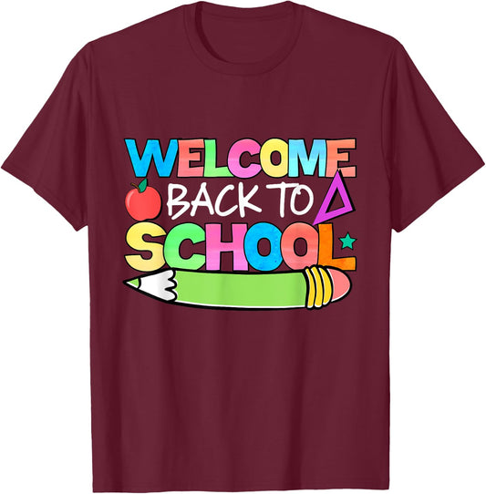 Welcome Back to School Fun First Day of School Vibes T-Shirt - T-Shirt | Maroon