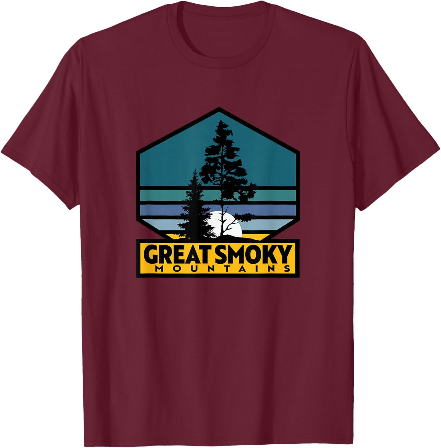 Great Smoky Mountains National Park Pines T-Shirt - T-Shirt | Maroon