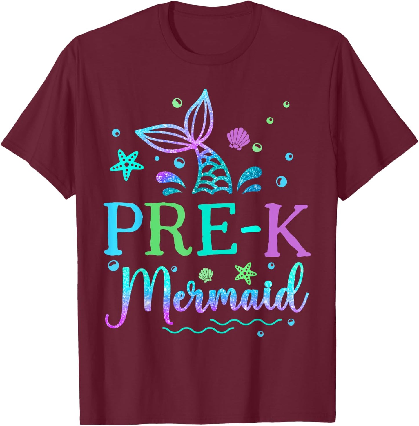 Pre-K Mermaid Tail Pre Kindergarten Back To School Women Kid T-Shirt - T-Shirt | Maroon