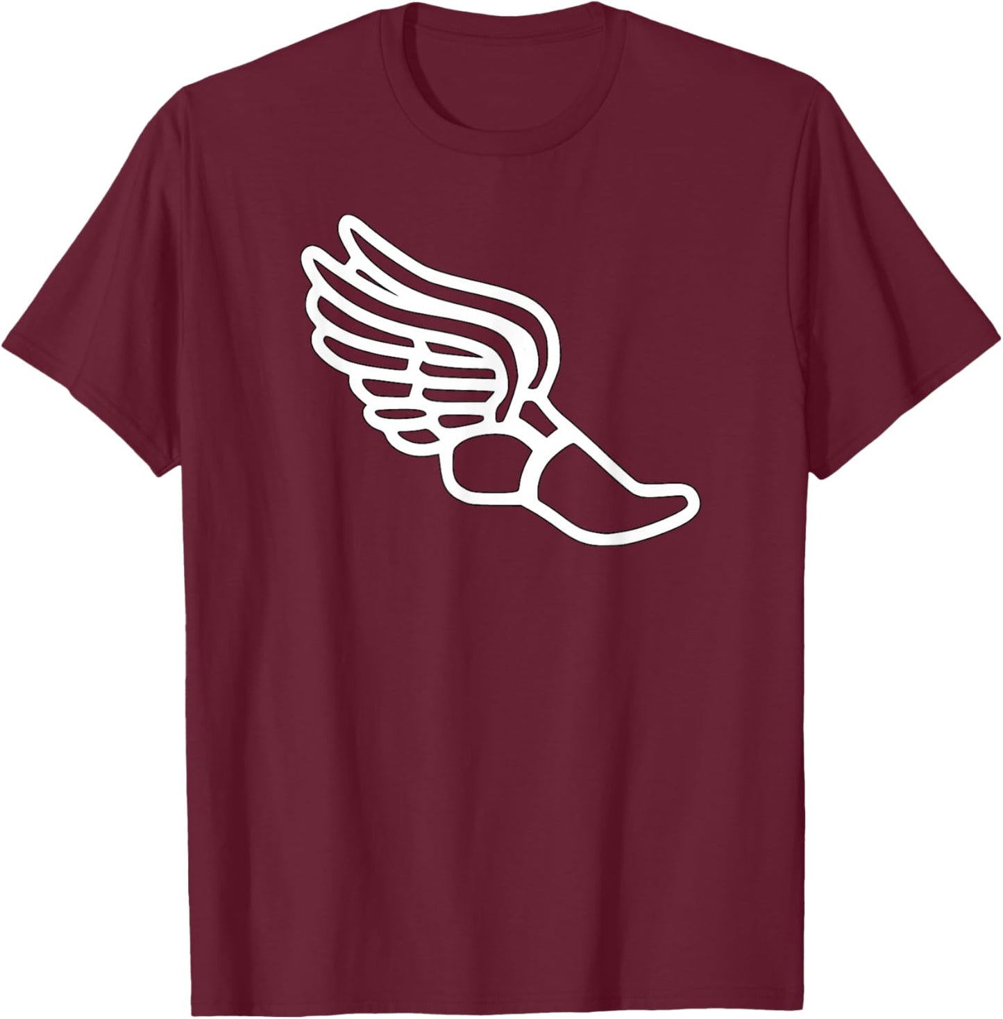 Track and Field or Long-Distance Runner White Winged Shoe T-Shirt - T-Shirt | Maroon