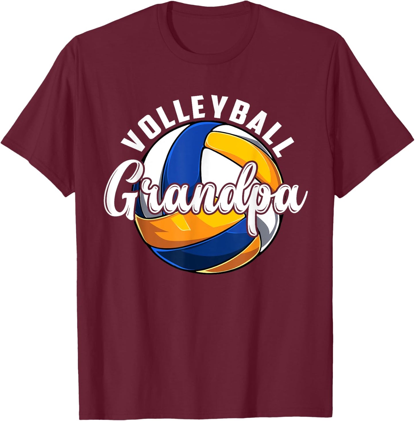 Volleyball Grandpa Vintage Retro Volleyball Fathers Day T-Shirt - T-Shirt | Maroon