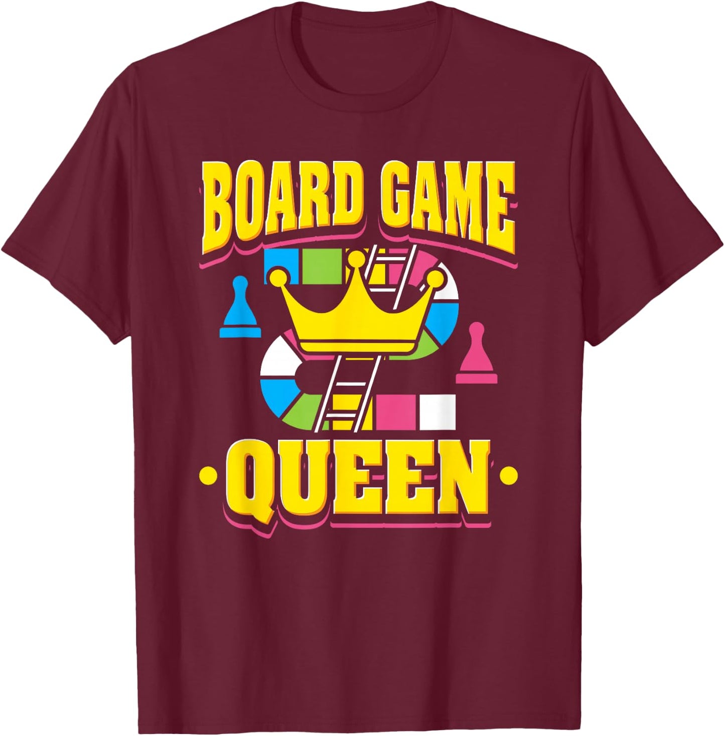 Funny Board Game Queen Design T-Shirt - T-Shirt | Maroon