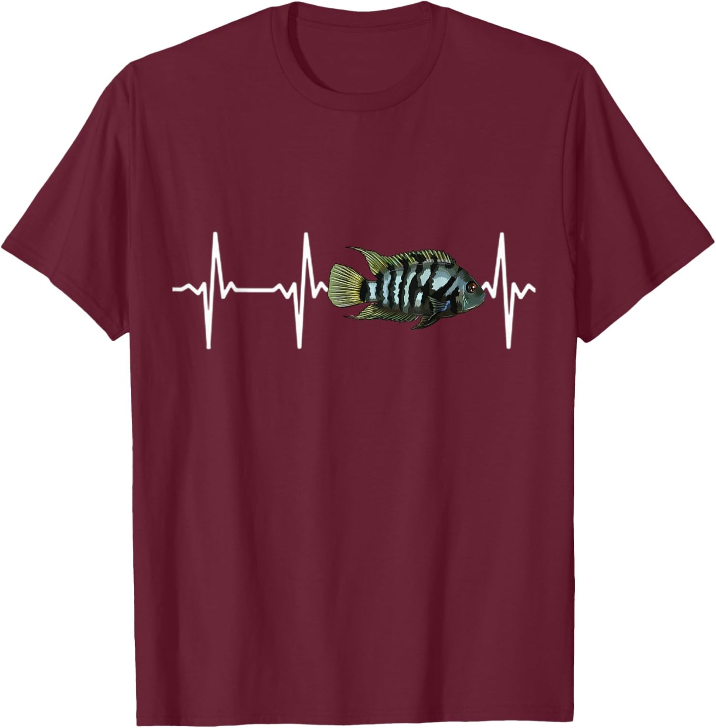 Convict Cichlids Heartbeat For Fishkeeping Aquarium Lovers T-Shirt - T-Shirt | Maroon