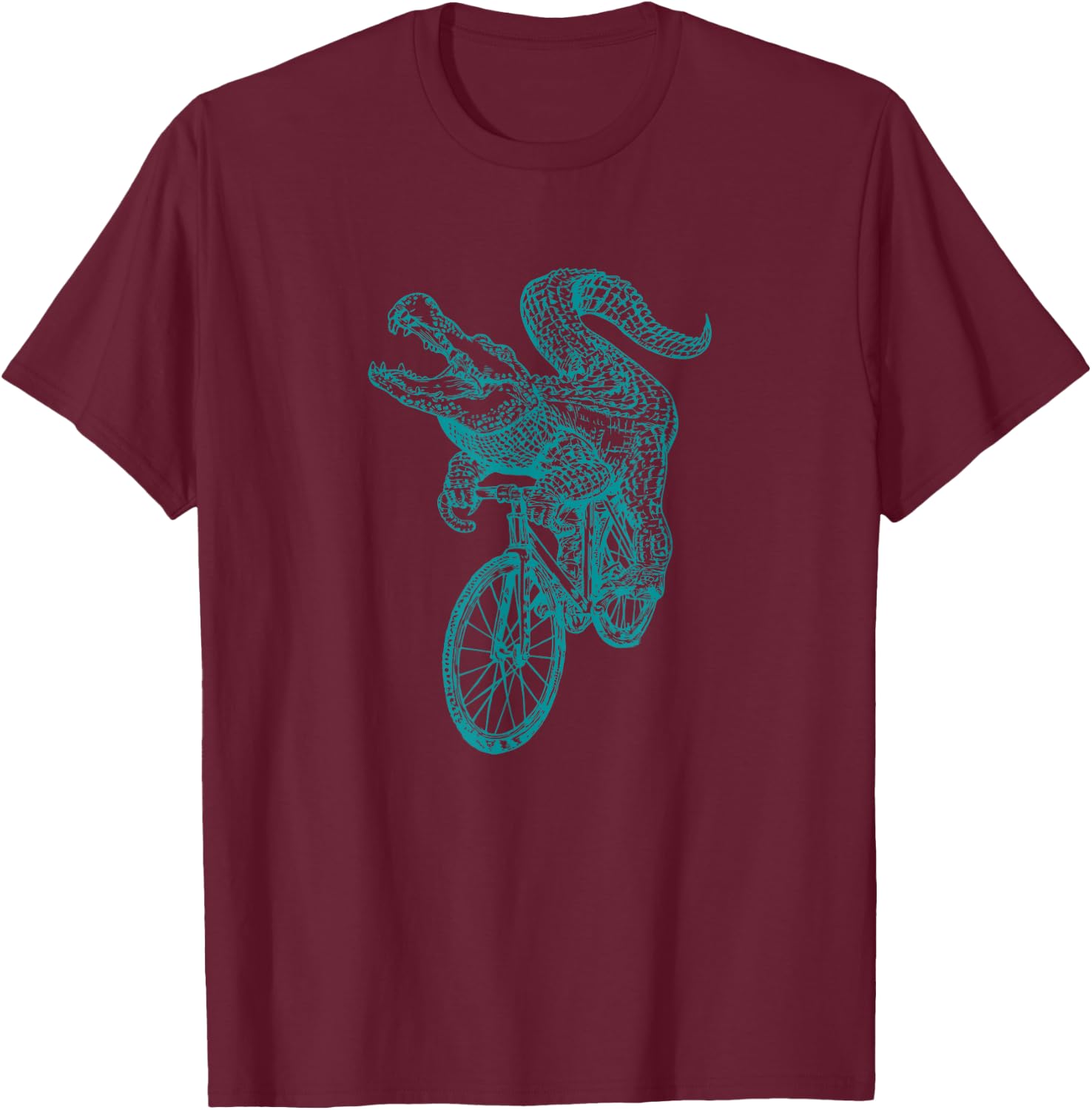 Alligator Riding Bike Crocodile Cyclist Reptile Ride Bicycle T-Shirt - T-Shirt | Maroon