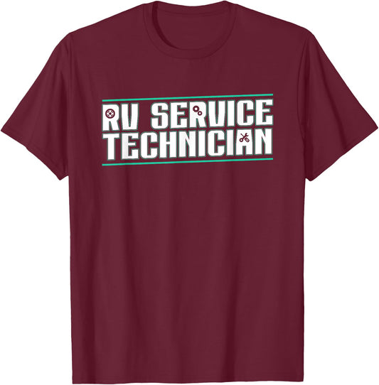 RV Service Technician Motorhome Mechanic Travel Trailer Tech T-Shirt - T-Shirt | Maroon