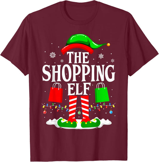 The Shopping Elf Funny Xmas Family matching Christmas T-Shirt - T-Shirt | Maroon