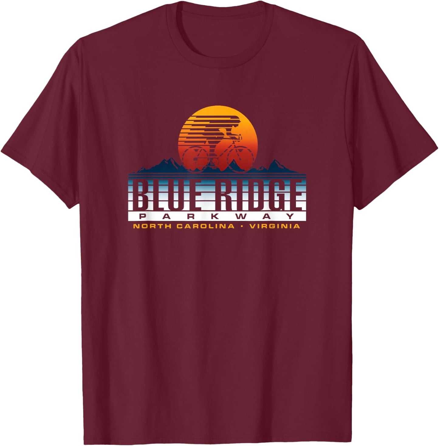 Blue Ridge Parkway National Park Biker T-Shirt - T-Shirt | Maroon