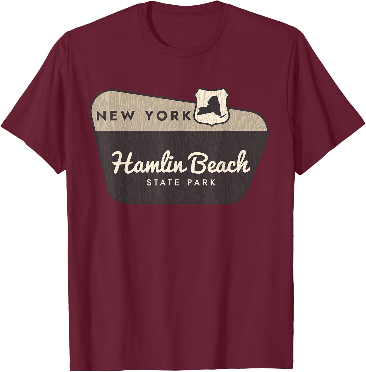 Hamlin Beach State Park New York Welcome Sign Vacation Men Women Kids T-Shirt - T-Shirt | Maroon
