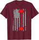 Barbell American Flag Patriotic Weightlifting T-Shirt - T-Shirt | Maroon