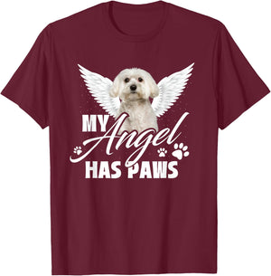 My Angel Has Paws - Memorial Dog Lover Puppy Owner Puppies Women Kids T-Shirt - T-Shirt | Maroon