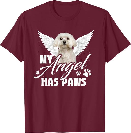 My Angel Has Paws - Memorial Dog Lover Puppy Owner Puppies Women Kids T-Shirt - T-Shirt | Maroon