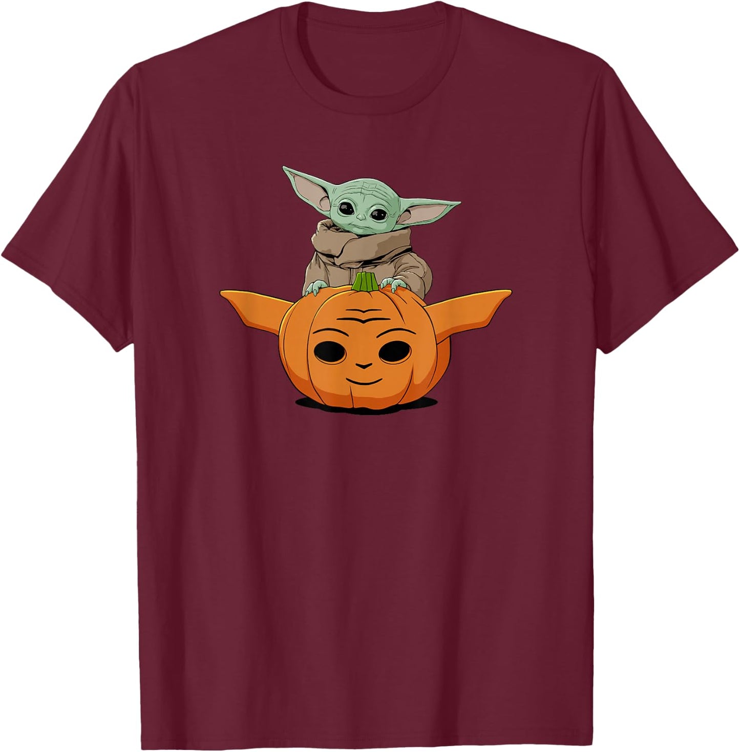 Star Wars: The Mandalorian Halloween Grogu Cute Pumpkin T-Shirt - T-Shirt | Maroon