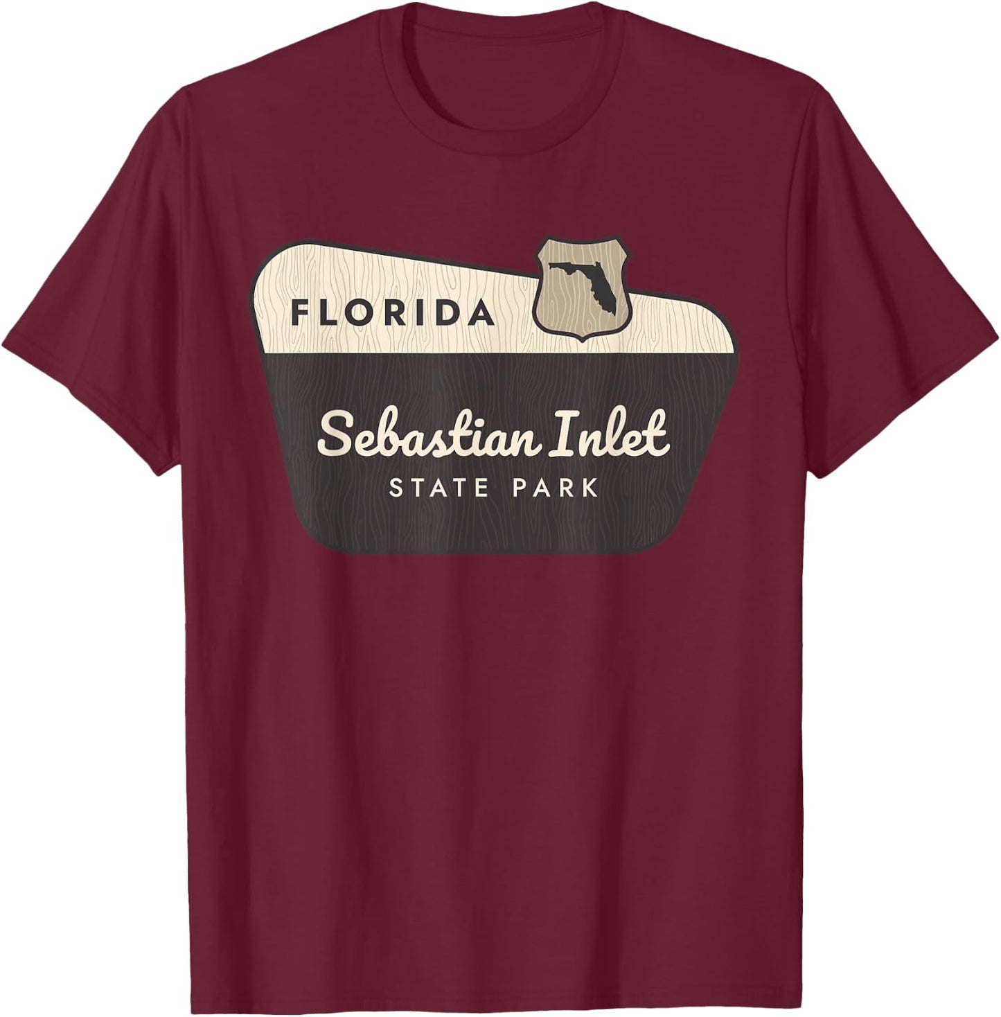 Sebastian Inlet State Park Florida Welcome Sign Vacation T-Shirt - T-Shirt | Maroon