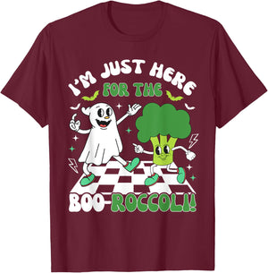 Broccoli Halloween Costume Kids Funny Retro Ghost Broccoli T-Shirt - T-Shirt | Maroon