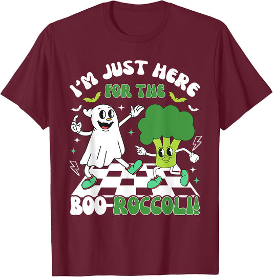 Broccoli Halloween Costume Kids Funny Retro Ghost Broccoli T-Shirt - T-Shirt | Maroon