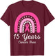 15 Years Cancer Free Survivor Breast Cancer Awareness Ribbon T-Shirt - T-Shirt | Maroon
