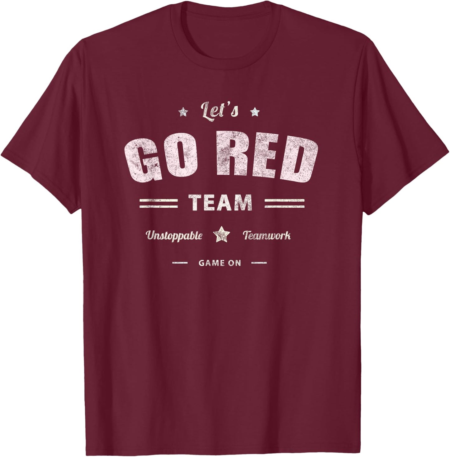 Vintage LET'S GO RED Team War Game Competition Summer Camp T-Shirt - T-Shirt | Maroon