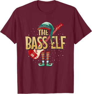 Christmas Bass Guitar Elf for Bassist Musician T-Shirt - T-Shirt | Maroon