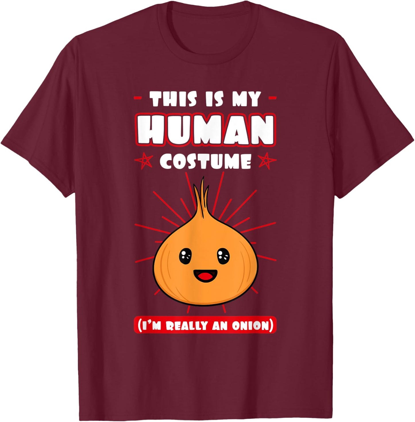 Onion Human Costume Bulb Shallot Lover Vegeterian Farmer T-Shirt - T-Shirt | Maroon