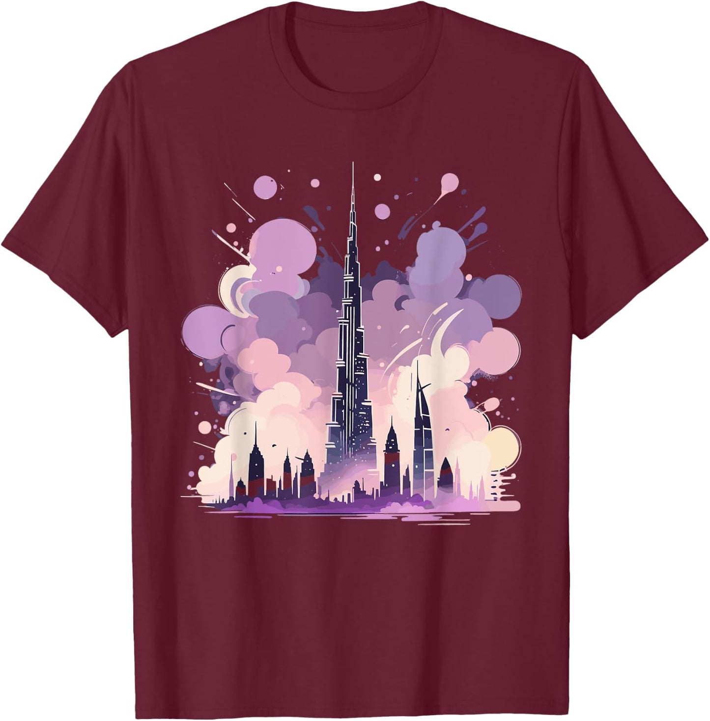 Burj Khalifa Dubai Matching Family Vacation Unique Magic Art T-Shirt - T-Shirt | Maroon