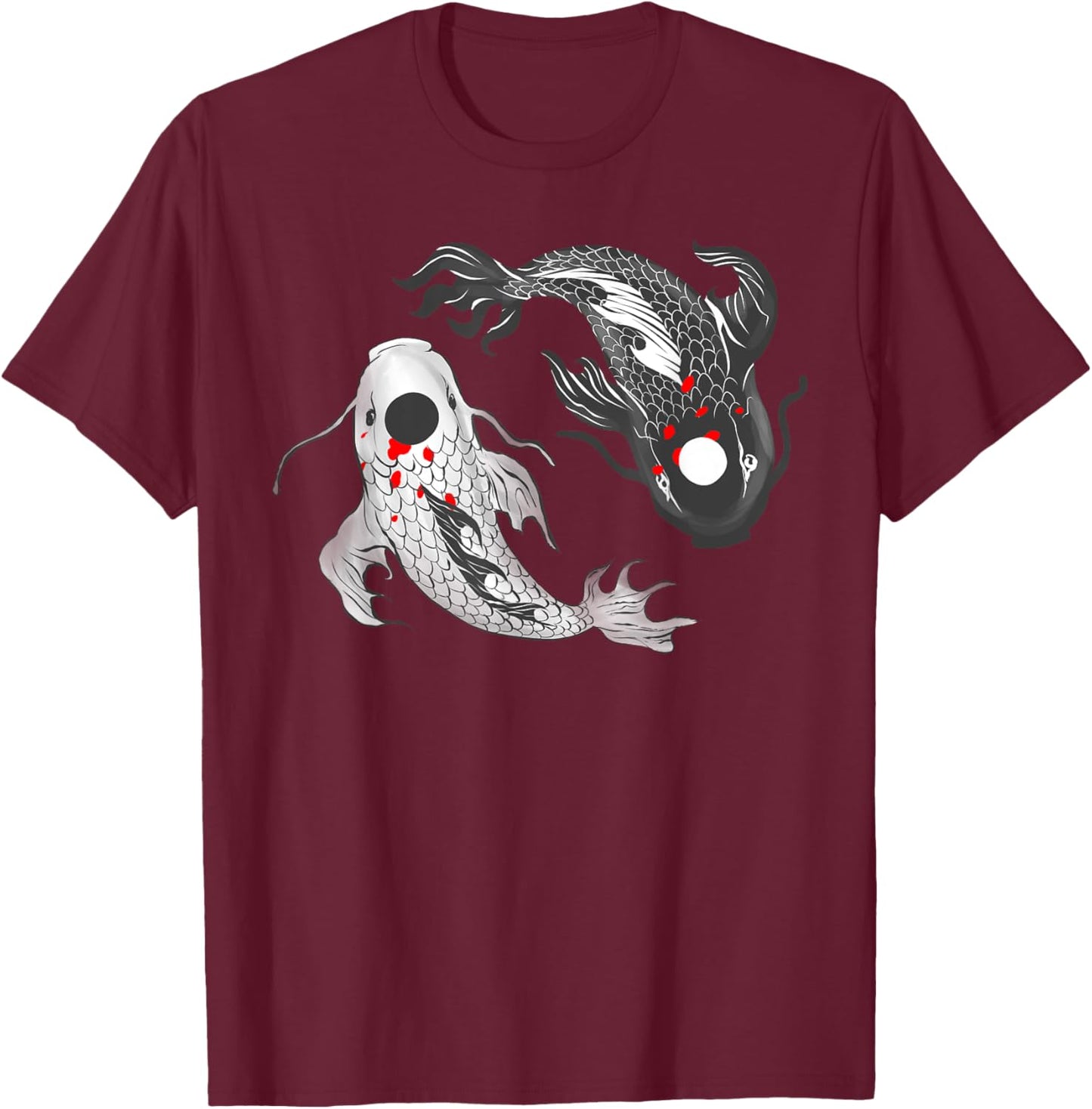 Koi Fish Carp Funny Yin Yang Balance Life Men Women T-Shirt - T-Shirt | Maroon