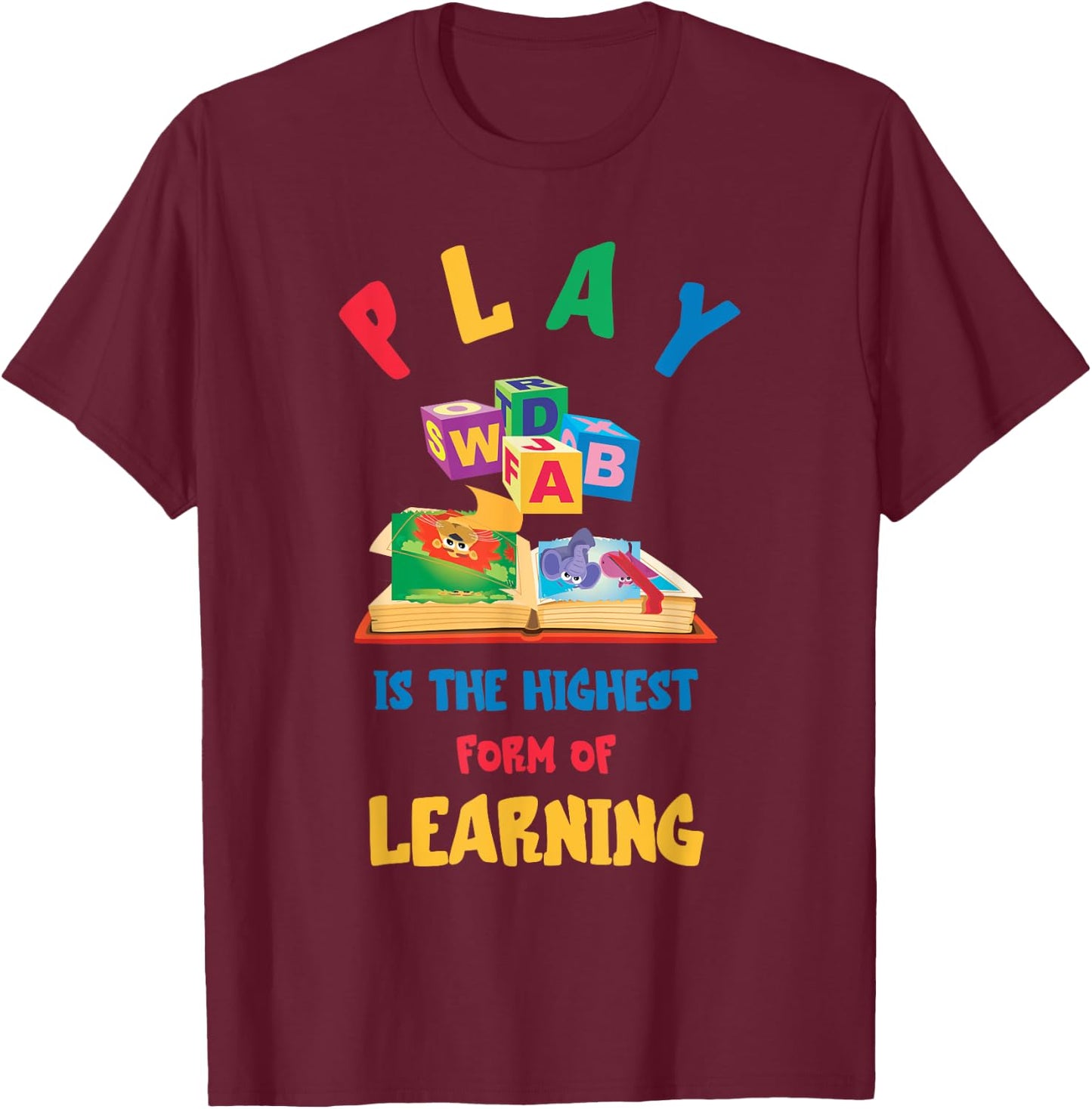 Daycare Provider Play ABC Childcare Teacher Appreciation T-Shirt - T-Shirt | Maroon