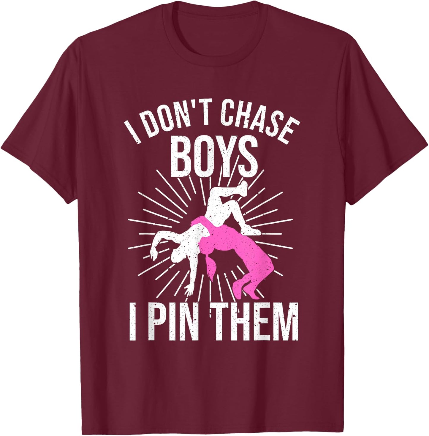Funny Wrestling Girls Designs Wrestle Athlete Fans Small T-Shirt - T-Shirt | Maroon