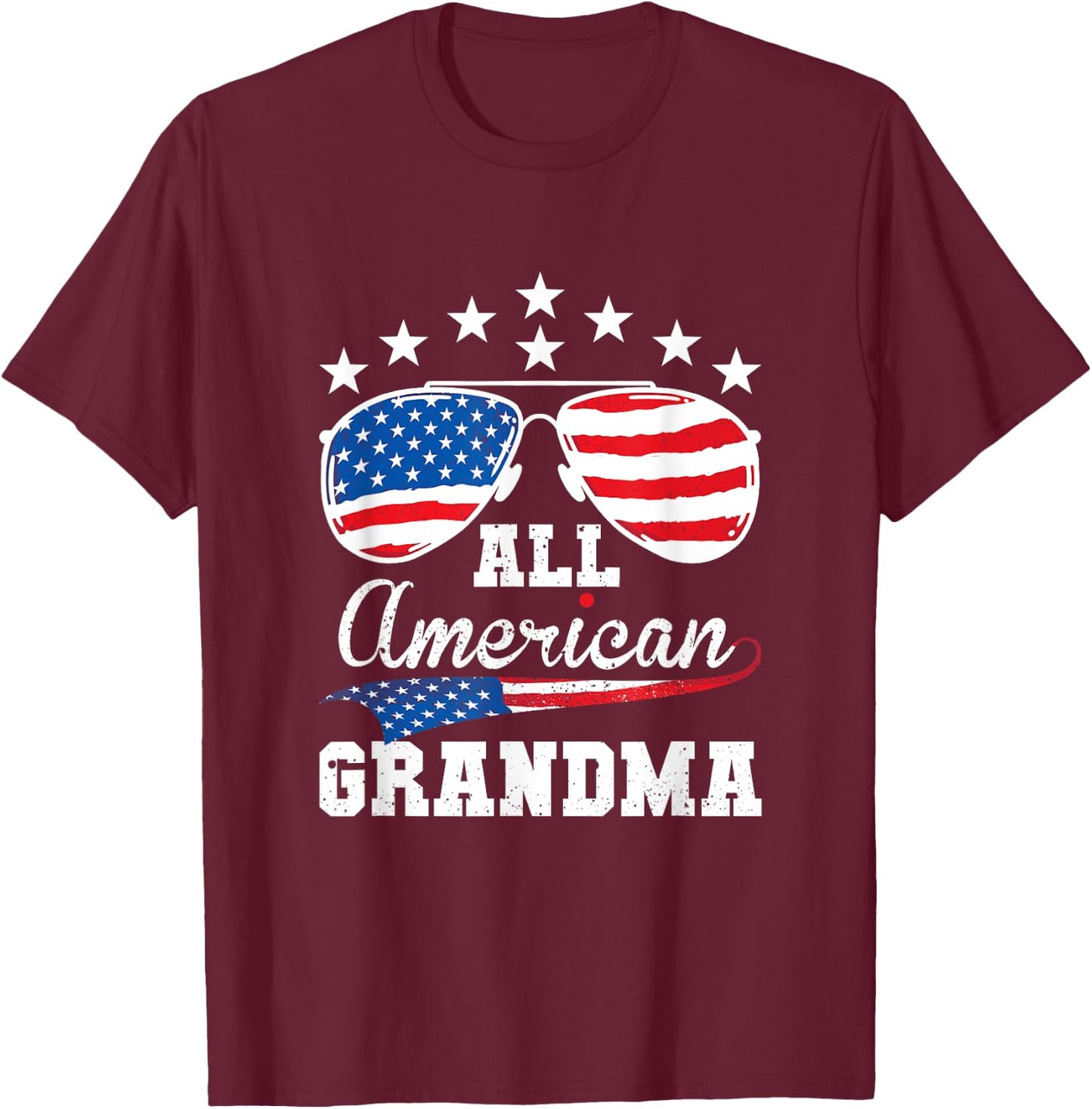 All American Grandma 4th of July Matching Family T-Shirt - T-Shirt | Maroon