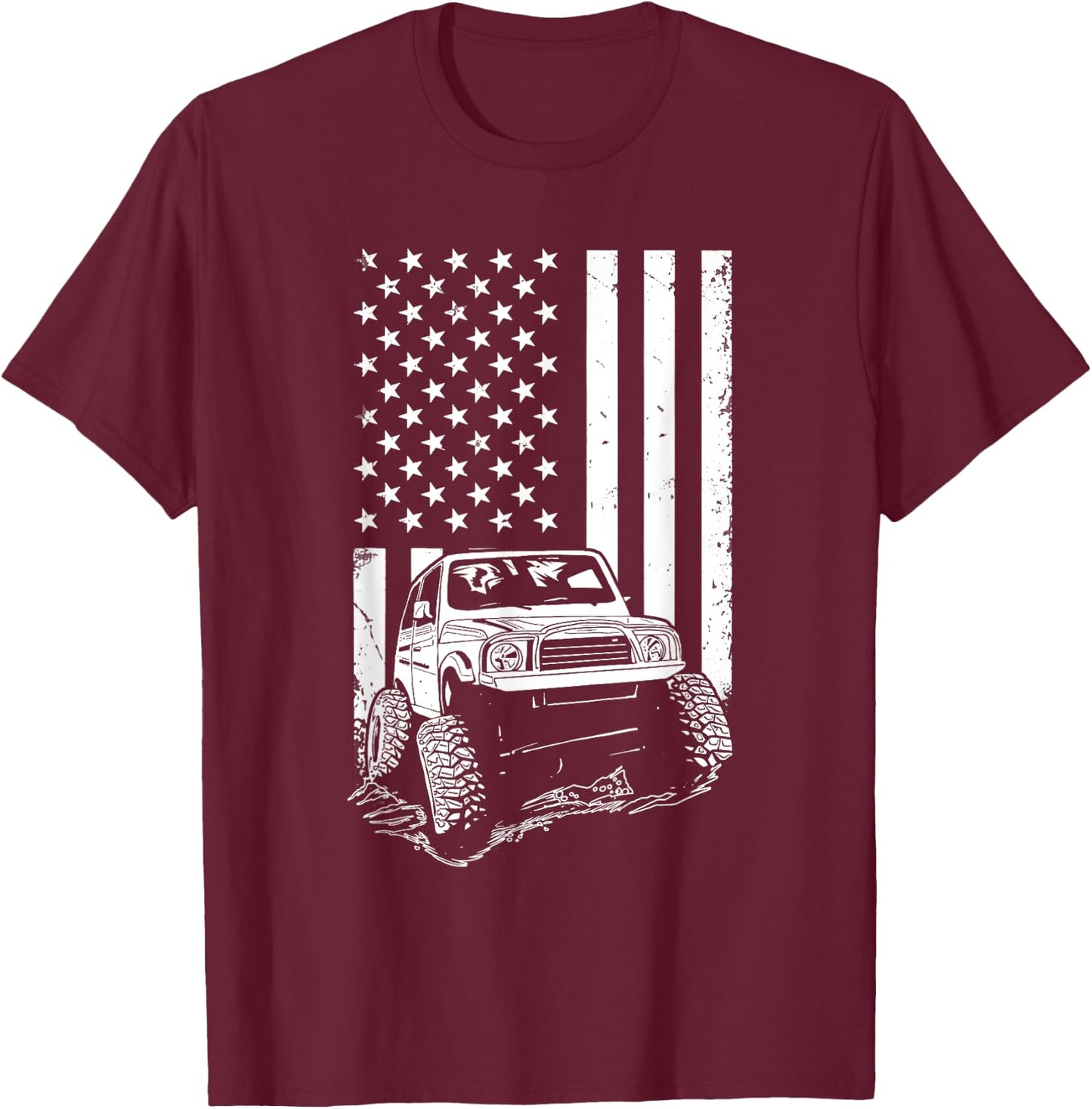 Off Road Vehicle American Flag Apparel Off Roader Men T-Shirt - T-Shirt | Maroon