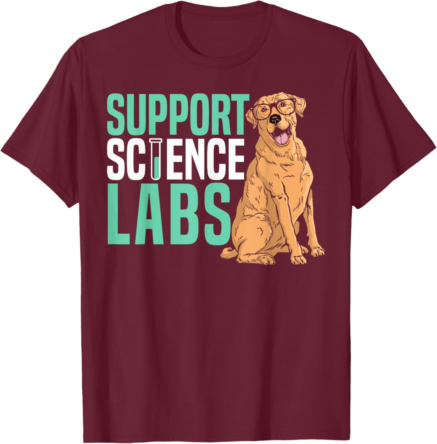 Support Science Lab Future Scientist Labrador Dog T-Shirt - T-Shirt | Maroon
