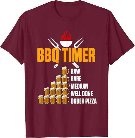Barbecue BBQ Timer - Grill Beer Grill T-Shirt - T-Shirt | Maroon