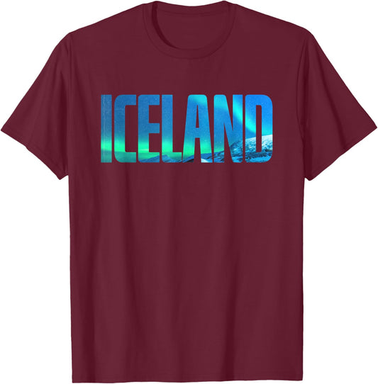 Icelandic Lights Reykjavik Vacations Iceland T-Shirt - T-Shirt | Maroon