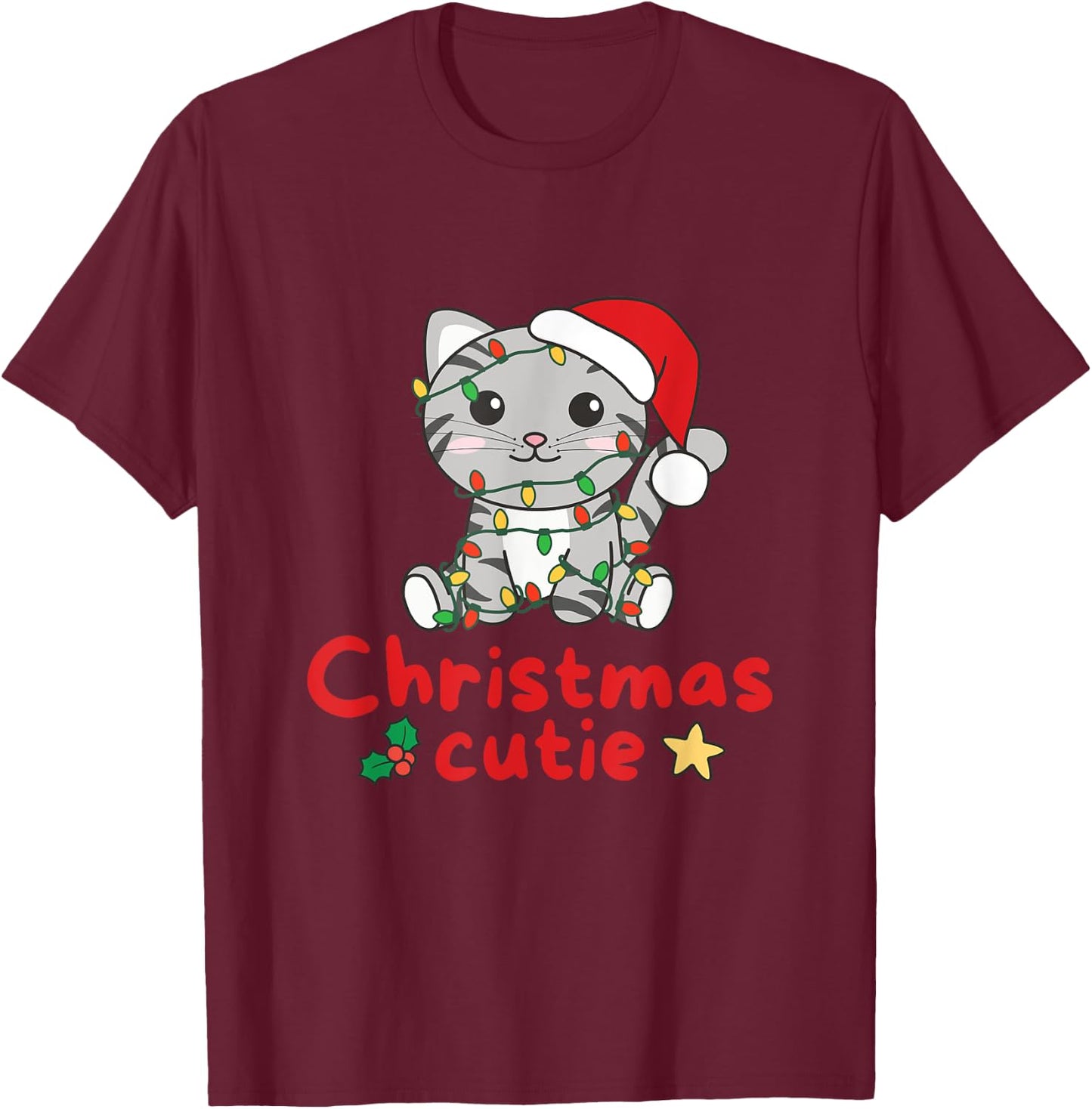 Cat Christmas Cutie Cats Christmas Women Kids T-Shirt - T-Shirt | Maroon
