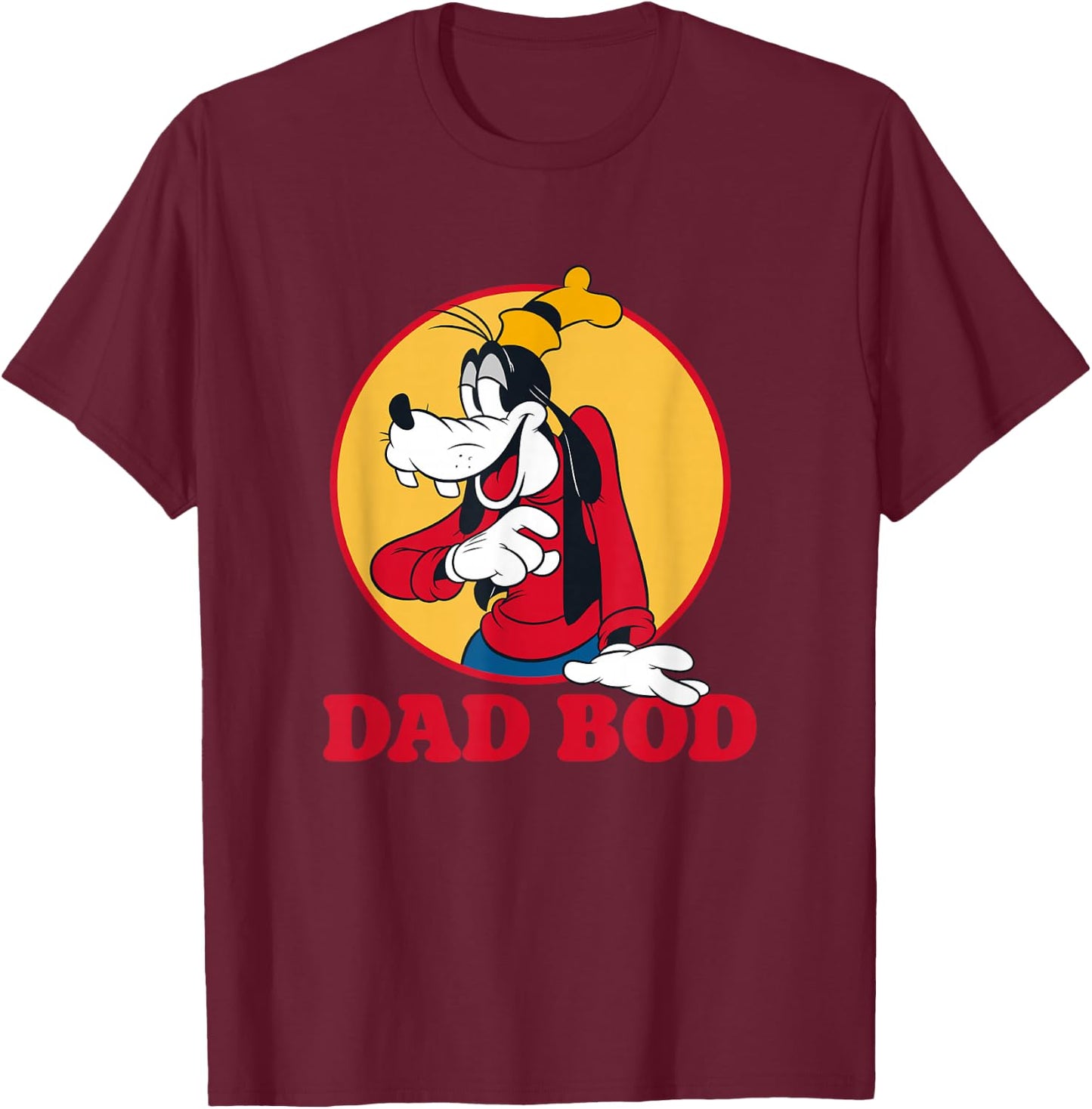 Disney Mickey And Friends Father's Day Dad Bod Goofy Vintage T-Shirt - T-Shirt | Maroon