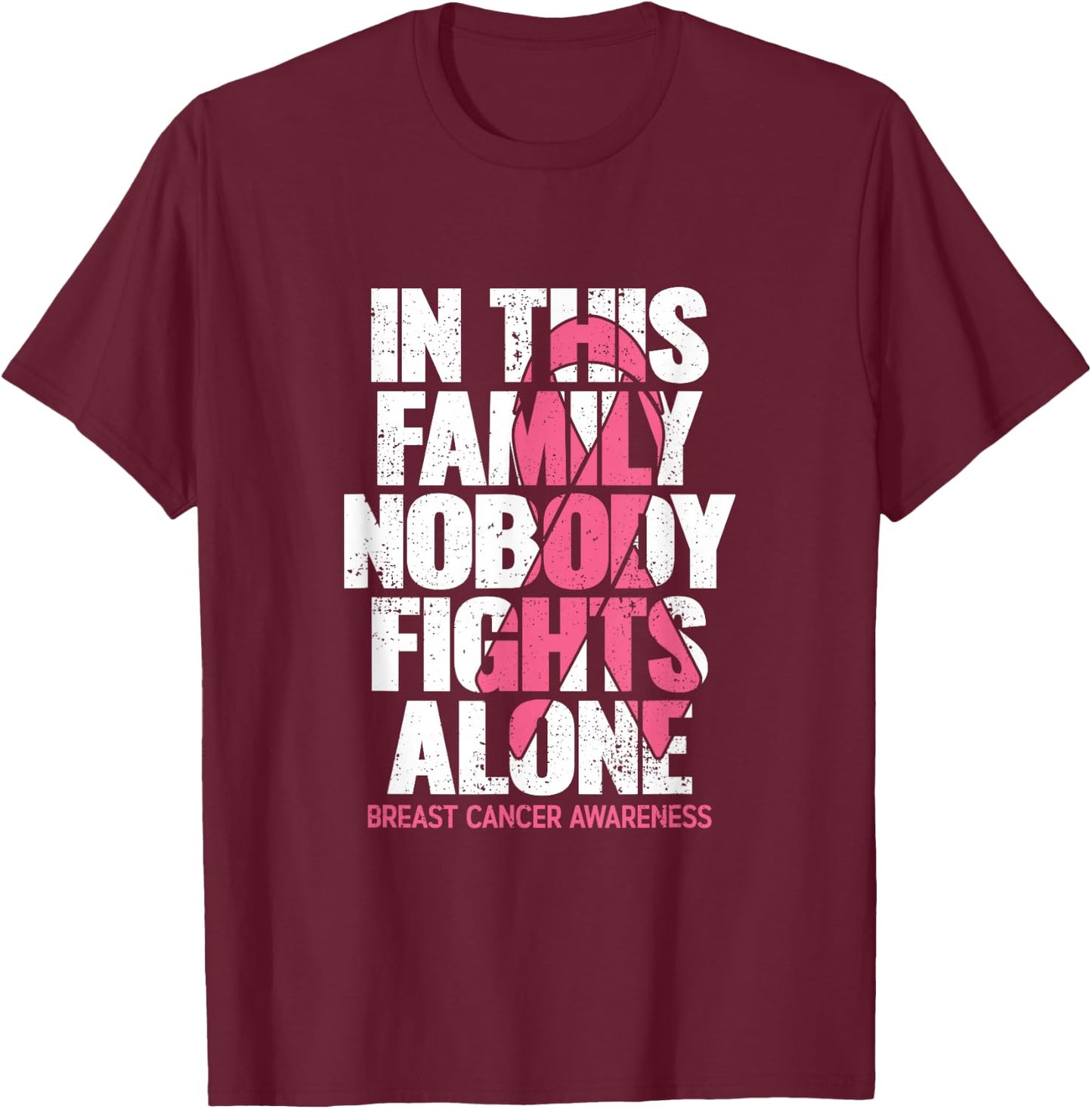Breast Cancer Support Vintage Family Breast Cancer Awareness T-Shirt - T-Shirt | Maroon