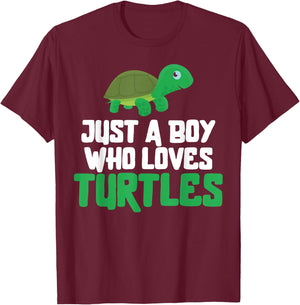 Sea Turtle Tortoise Just A Boy Who Loves Turtles T-Shirt - T-Shirt | Maroon