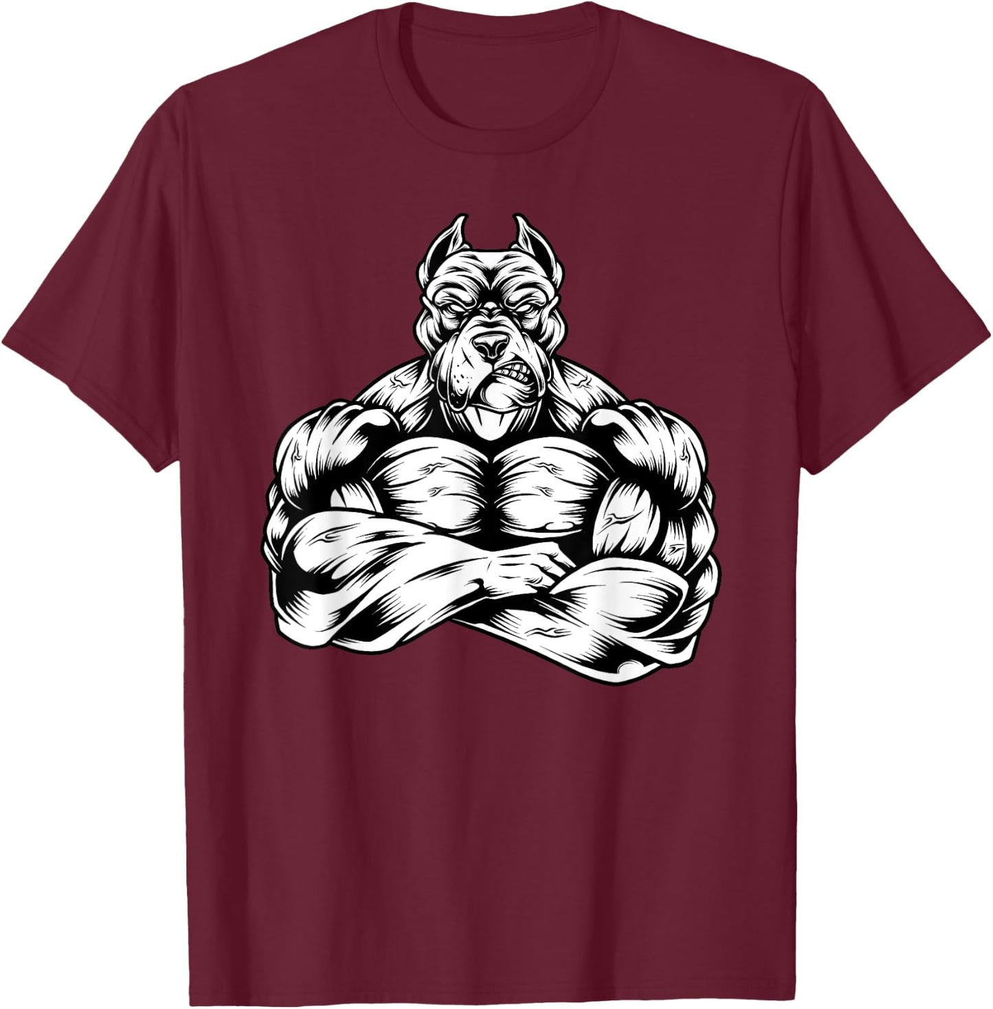 Muscles Pitbull dog lover workout Gym Fitness powerlifter T-Shirt - T-Shirt | Maroon