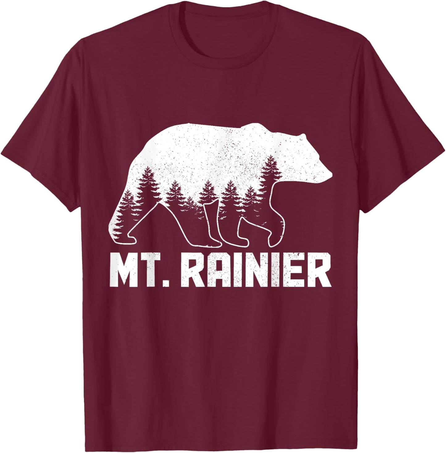 Mount Rainier Mt Bear Grizzly Outdoor National Park Vintage T-Shirt - T-Shirt | Maroon