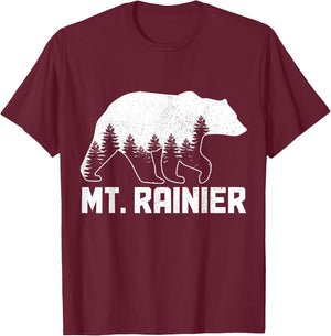 Mount Rainier Mt Bear Grizzly Outdoor National Park Vintage T-Shirt - T-Shirt | Maroon