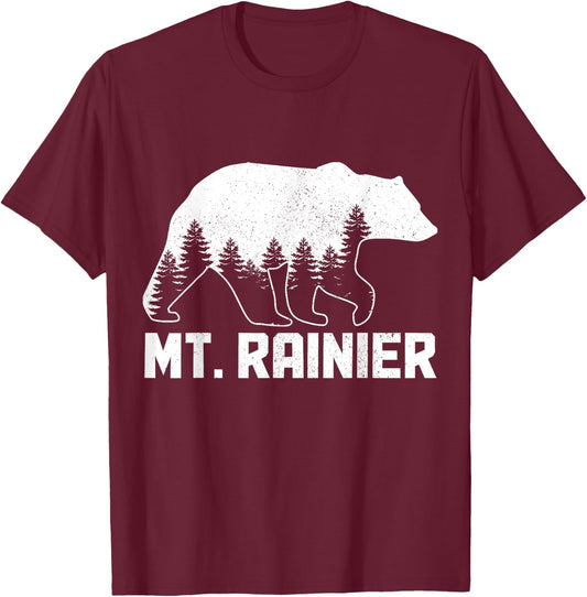 Mount Rainier Mt Bear Grizzly Outdoor National Park Vintage T-Shirt - T-Shirt | Maroon