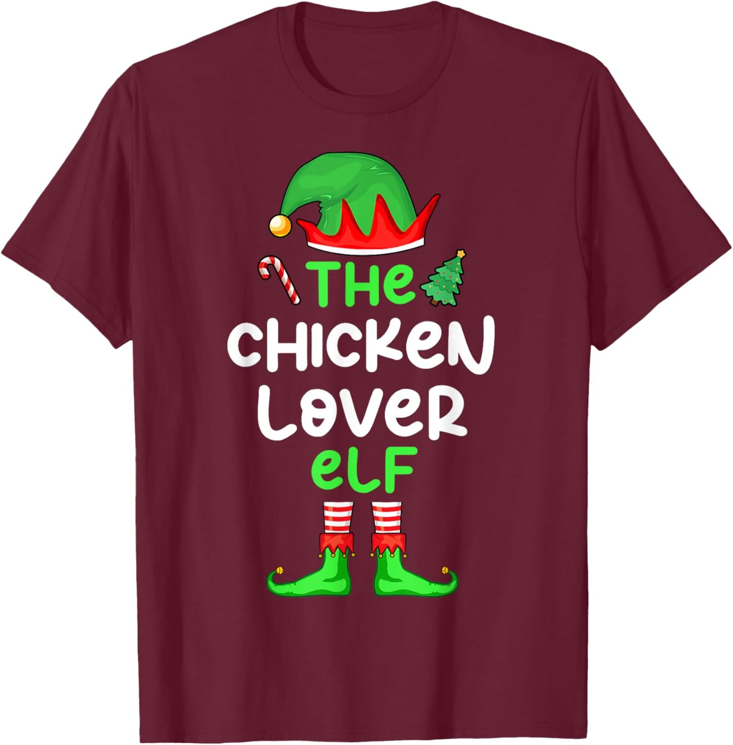I'm The Chicken Lover Elf Christmas Matching Pajama T-Shirt - T-Shirt | Maroon