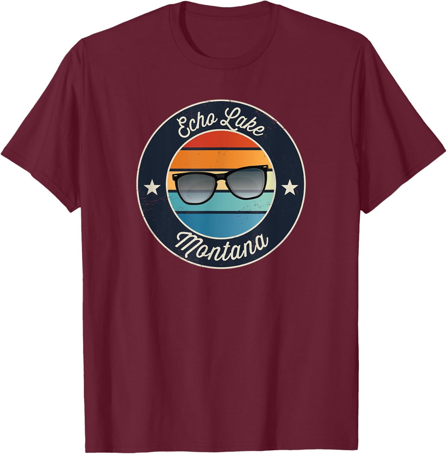 Echo Lake - Montana Souvenir T-Shirt - T-Shirt | Maroon